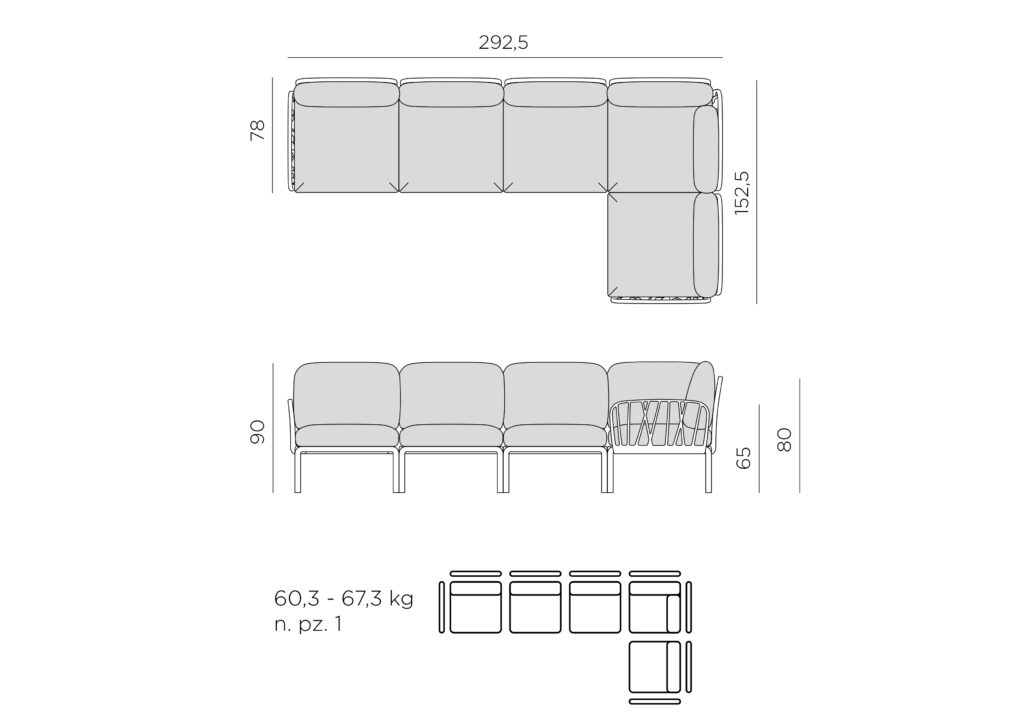 narożnik ogrodowy modułowy komodo 5 nardi