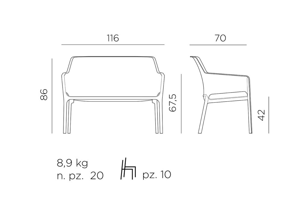 Ławka ogrodowa net nardi Żółta senape